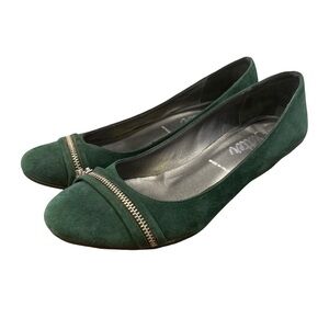 Butter Of Italy Forest Green Suede Ballet Flats Wedge Italian Suede Zipper